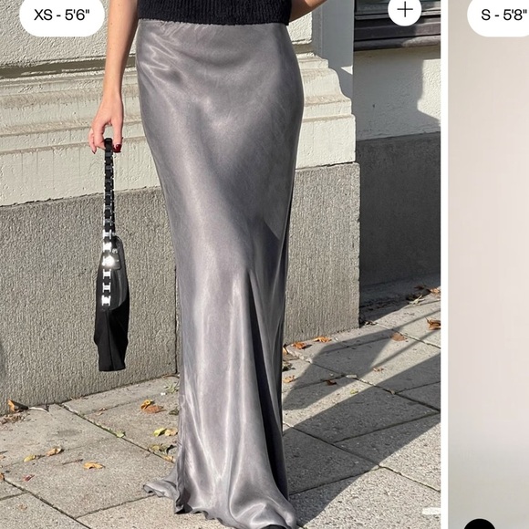 NWT HALARA gray shiny soft satin Women's Skirt size M. Elastic waist band - Picture 5 of 5